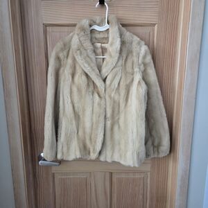 Vintage Hillmoor Tan Faux Fur Beige Formal Jacket Made In Tissavel France 6 Coat